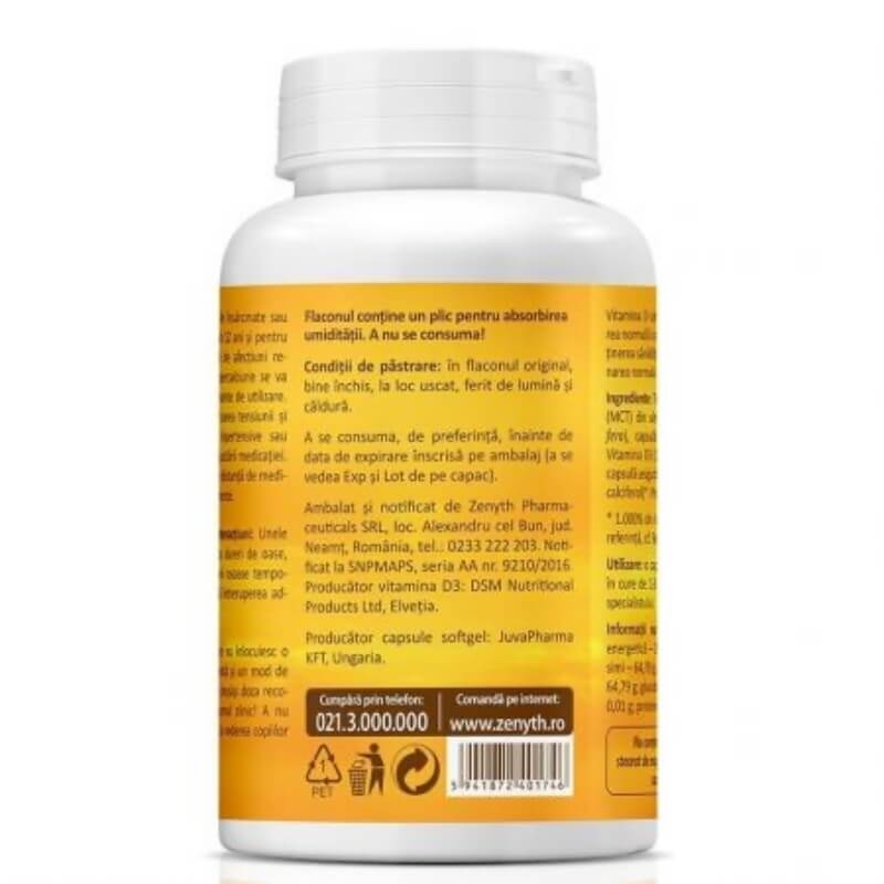 Pachet Super Vitamina D3 cu ulei de cocos 2000 UI, 120+30 capsule, Zenyth