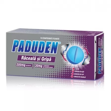 Paduden Raceala si Gripa, 200 mg/30 mg, 10 comprimate filmate, Terapia Paduden Raceala si Gripa, 200 mg/30 mg, 10 comprimate filmate, Terapia