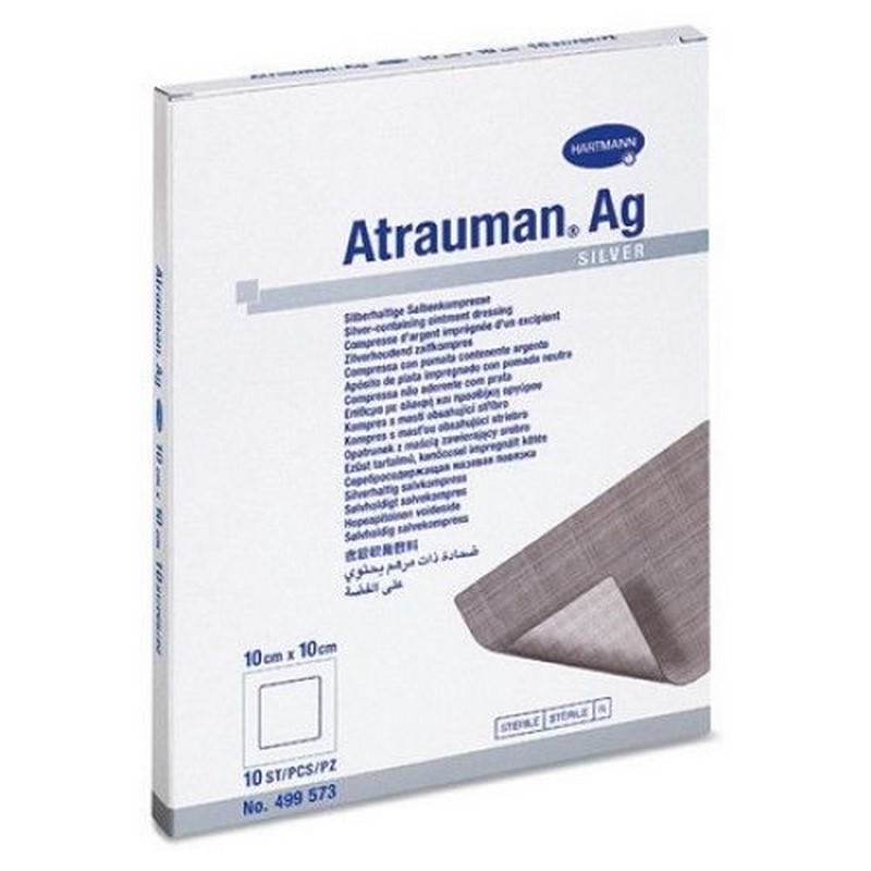 Pansament stratificat Atrauman Ag, 10 x 10 cm, 10 bucati, Hartmann