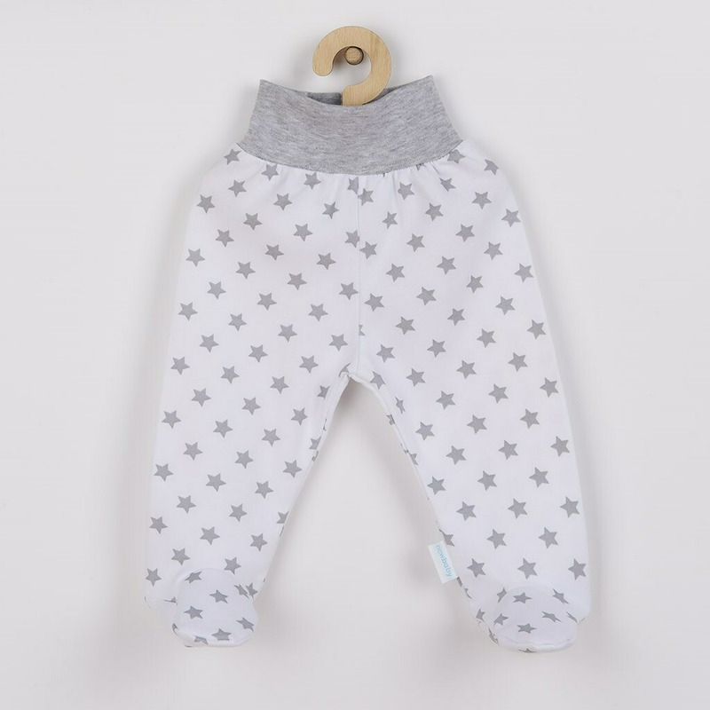 Pantalonasi cu botosei, Marime 56, Din bumbac 100%, New Baby, Classic II Grey with stars