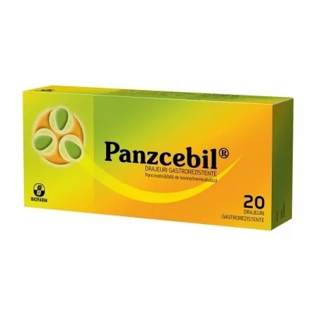 Panzcebil, 20 drajeuri gastrorezistente, Biofarm