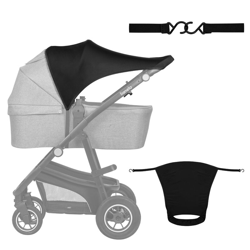 Parasolar, Lionelo, Pentru carucior, Material textil, Cu protectie UPF 50+, 53 x 51 cm, Negru