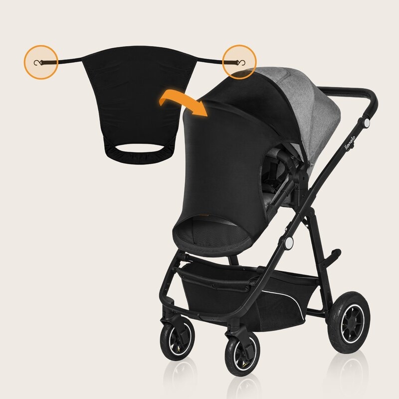 Parasolar, Lionelo, Pentru carucior, Material textil, Cu protectie UPF 50+, 53 x 51 cm, Negru