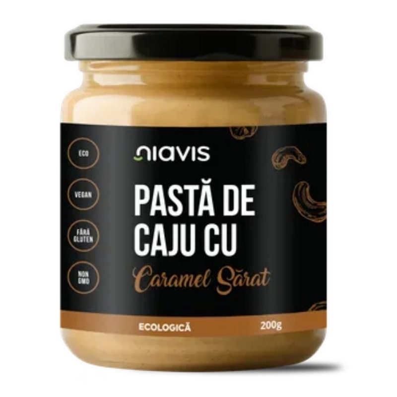 Pasta bio de caju cu caramel sarat, 200 g, Niavis
