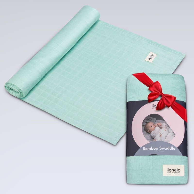 Muselina, Lionelo, Multifunctionala, Din bambus, Ideala pentru infasat, Cu proprietati antibacteriene, antifungice si antialergice, Lavabila la masina de spalat, 120x120 cm, Verde