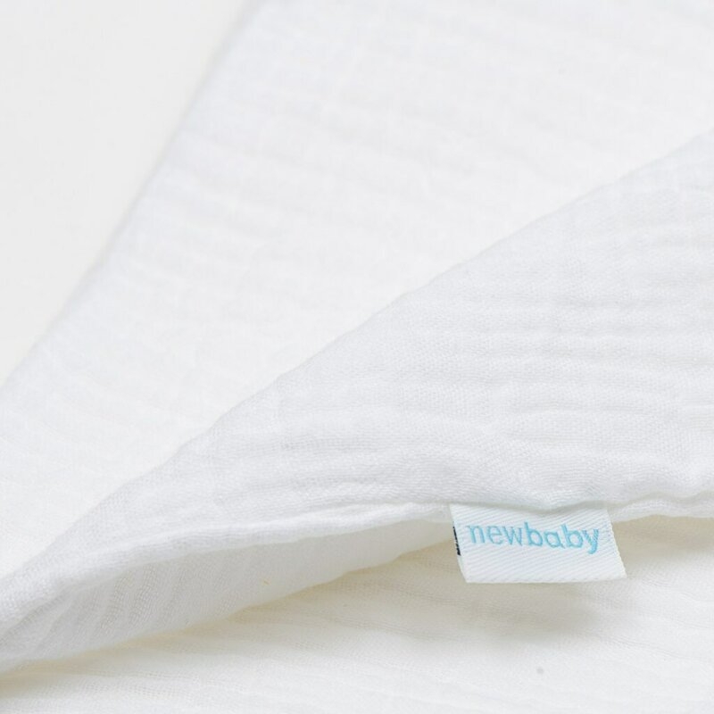 Paturica moale bebe, New Baby, 80x100 cm, Din muselina, 100% bumbac certificat Oeko Tex Standard 100, White