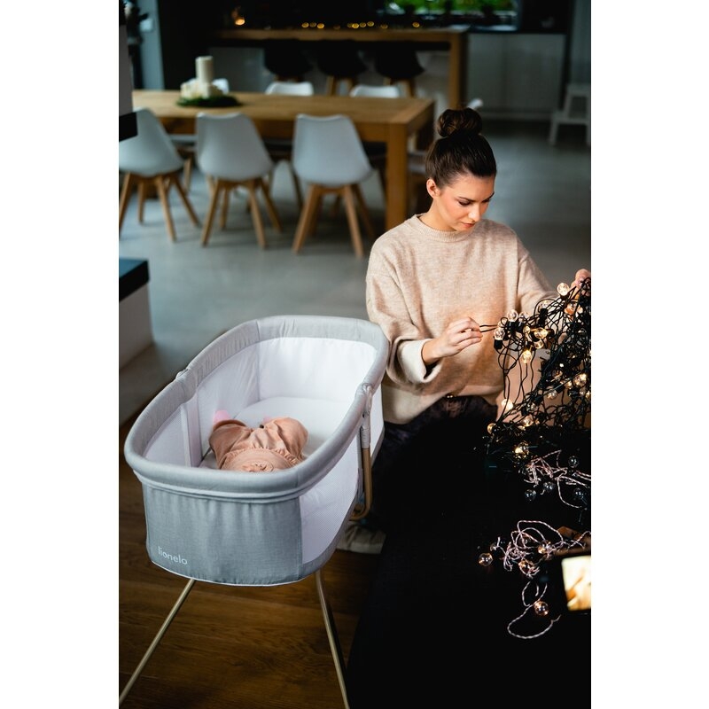 Patut balansoar, Lionelo, Malin Evo, 3 in 1, Pliabil, 0-9 kg, Geanta Transport, Asamblare Rapida, Ultra-Usor, Conform cu standardele europeane de securitate EN1130 si EN16890, Bej
