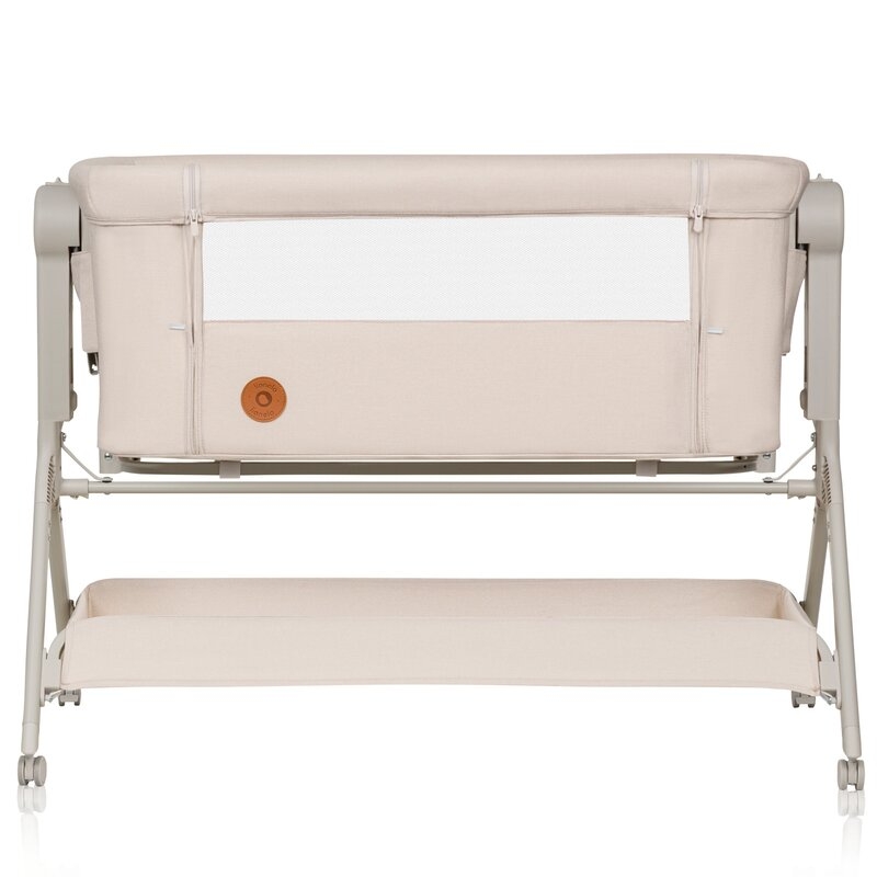 Patut co-sleeper, Lionelo, Leonie Plus, Pliabil, Cu sistem de leganare, Cu setare unghiulara, Reglabil in 6 pozitii pe inaltime, Conform cu standardele europeane de securitate EN1130 si EN16890, Bej