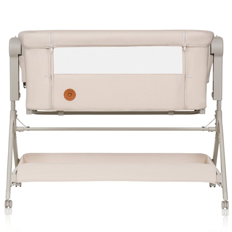 Patut co-sleeper, Lionelo, Leonie Plus, Pliabil, Cu sistem de leganare, Cu setare unghiulara, Reglabil in 6 pozitii pe inaltime, Conform cu standardele europeane de securitate EN1130 si EN16890, Bej