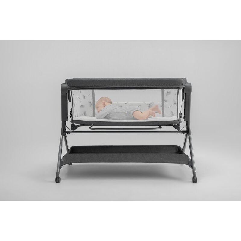 Patut co-sleeper, Lionelo, Leonie Plus, Pliabil, Cu sistem de leganare, Cu setare unghiulara, Reglabil in 6 pozitii pe inaltime, Conform cu standardele europeane de securitate EN1130 si EN16890, Bej