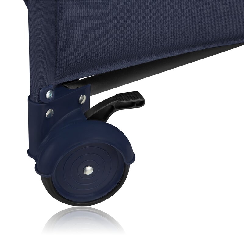 Patut pliant, Lionelo, Jasmin Easy Fold, Pana la 15 kg, Usor de pliat, Cu doua nivele, Cu saltea ergonomica T25, Cu intrare laterala cu fermoar, 2 roti cu frana, 120 x 60 cm, Conform cu EN 716, 0-36 luni, Albastru