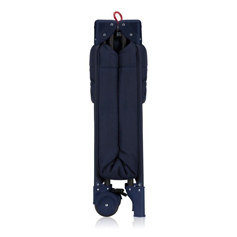 Patut pliant, Lionelo, Jasmin Easy Fold, Pana la 15 kg, Usor de pliat, Cu doua nivele, Cu saltea ergonomica T25, Cu intrare laterala cu fermoar, 2 roti cu frana, 120 x 60 cm, Conform cu EN 716, 0-36 luni, Albastru