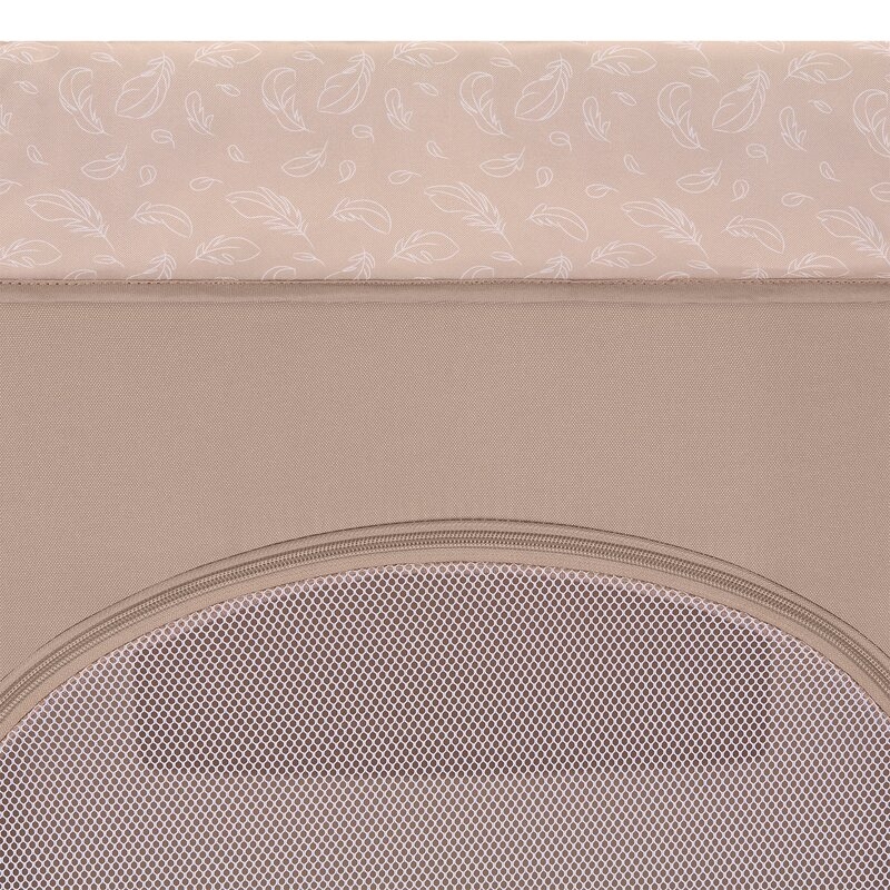 Patut pliant, Lionelo, Jasmin Easy Fold, Pana la 15 kg, Usor de pliat, Cu doua nivele, Cu saltea ergonomica T25, Cu intrare laterala cu fermoar, 2 roti cu frana, 120 x 60 cm, Conform cu EN 716, 0-36 luni, Bej