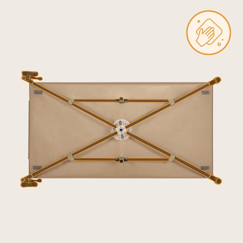 Patut pliant, Lionelo, Jasmin Easy Fold, Pana la 15 kg, Usor de pliat, Cu doua nivele, Cu saltea ergonomica T25, Cu intrare laterala cu fermoar, 2 roti cu frana, 120 x 60 cm, Conform cu EN 716, 0-36 luni, Bej