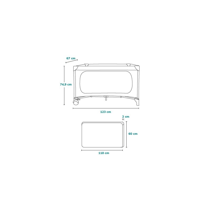 Patut pliant, Lionelo, Jasmin Easy Fold, Pana la 15 kg, Usor de pliat, Cu doua nivele, Cu saltea ergonomica T25, Cu intrare laterala cu fermoar, 2 roti cu frana, 120 x 60 cm, Conform cu EN 716, 0-36 luni, Bej
