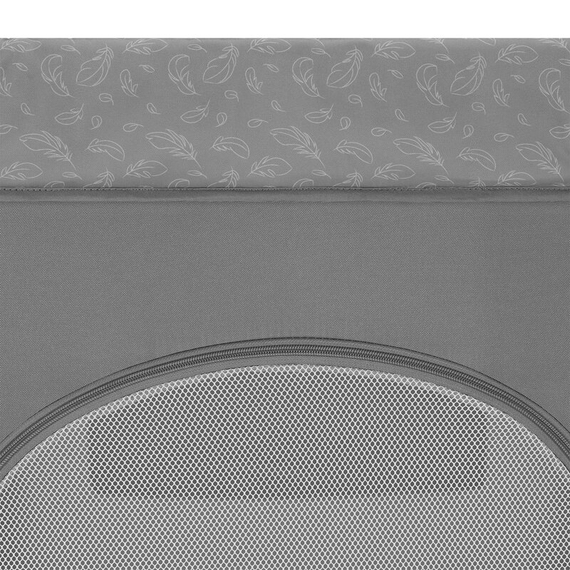 Patut pliant, Lionelo, Jasmin Easy Fold, Pana la 15 kg, Usor de pliat, Cu doua nivele, Cu saltea ergonomica T25, Cu intrare laterala cu fermoar, 2 roti cu frana, 120 x 60 cm, Conform cu EN 716, 0-36 luni, Gri