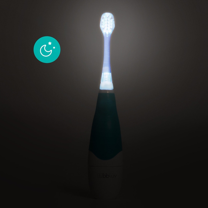 Periuta de dinti electrica, Sonik, In 2 trepte, Cu lumini LED, Cu maner din silicon, Pe baza de baterii AAA, Bbluv, Albastru