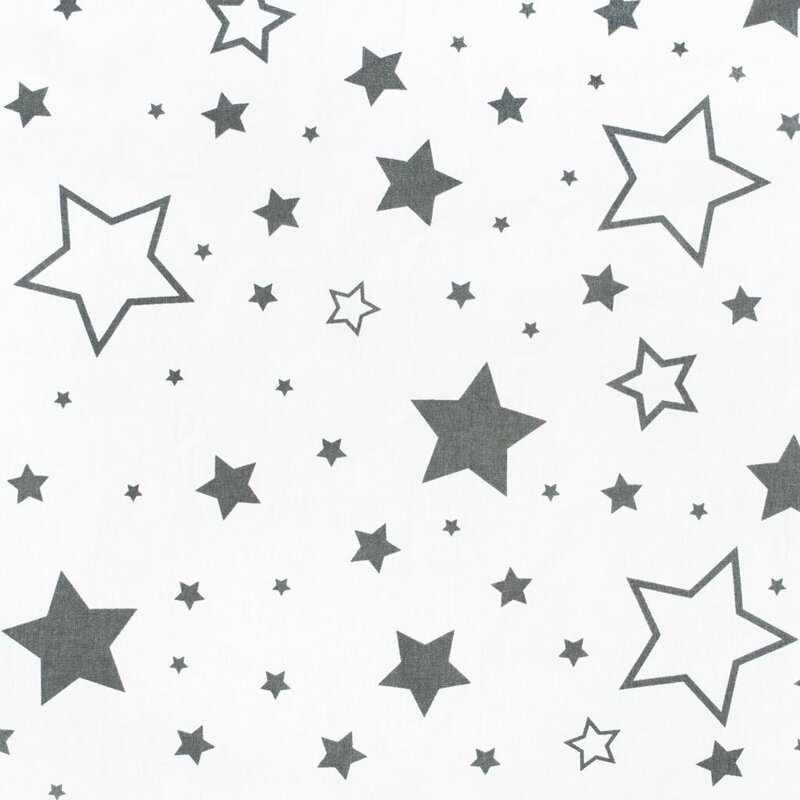 Perna alaptare, New Baby, Cu husa detasabila, In forma de C, Bumbac, Diametru 16 cm, Lungime in jurul circumferintei 285 cm, Stars White/Grey