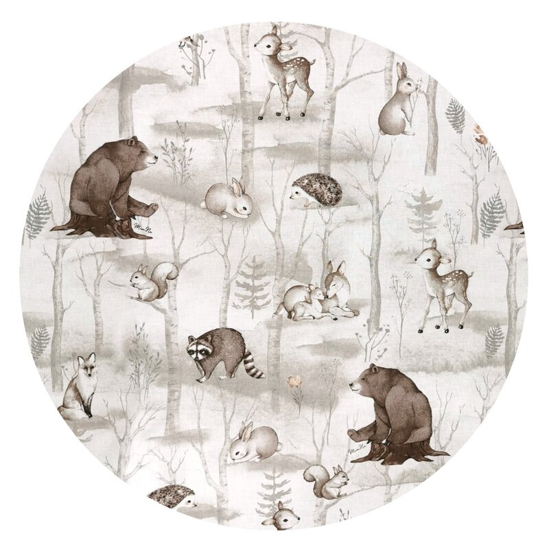 Perna clasica de dormit, MimiNu, Cu volanas, Cu husa detasabila cu fermoar, Din bumbac certificat Oeko Tex Standard 100, Pentru patut, carucior, balansoar, 30x40 cm, Design, Woodland