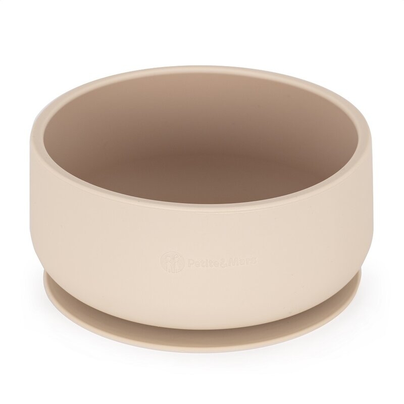 Petite&Mars - Bol Take&Match, Cu ventuza, Silicon, Fara BPA, 450 ml, 6 luni+, Bej