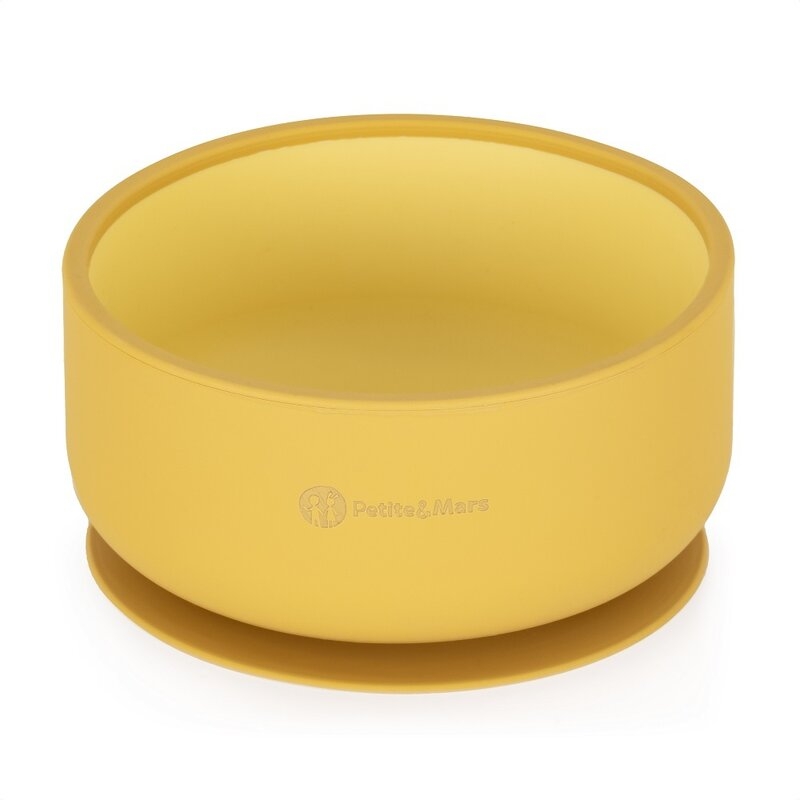 Petite&Mars - Bol Take&Match, Cu ventuza, Silicon, Fara BPA, 450 ml, 6 luni+, Galben