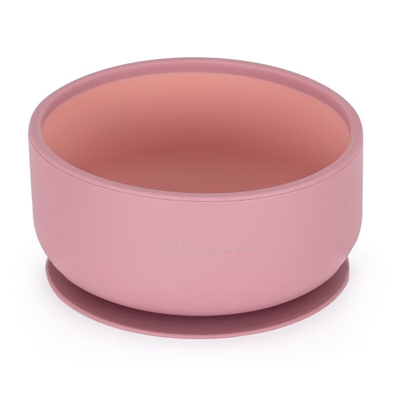 Petite&Mars - Bol Take&Match, Cu ventuza, Silicon, Fara BPA, 450 ml, 6 luni+, Roz