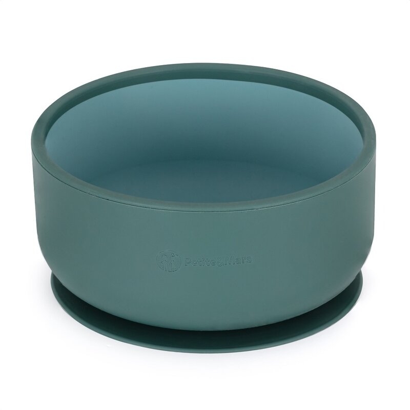 Petite&Mars - Bol Take&Match, Cu ventuza, Silicon, Fara BPA, 450 ml, 6 luni+, Verde