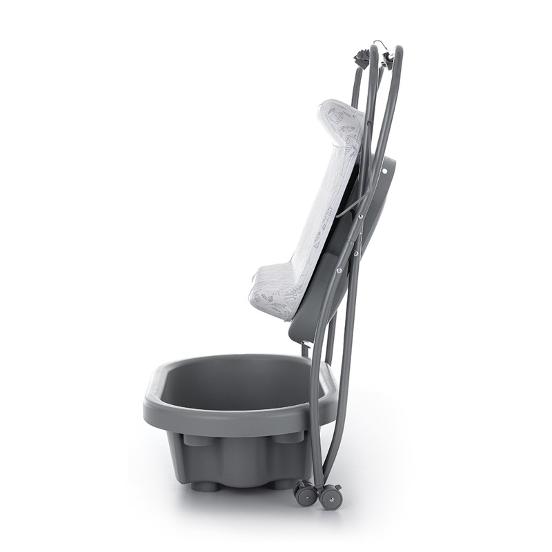 Petite&Mars - Cadita 3 in 1, Spa, Cu masuta de infasat si spatiu de depozitare, Pliabila, Cu roti si sistem de scurgere, Gri