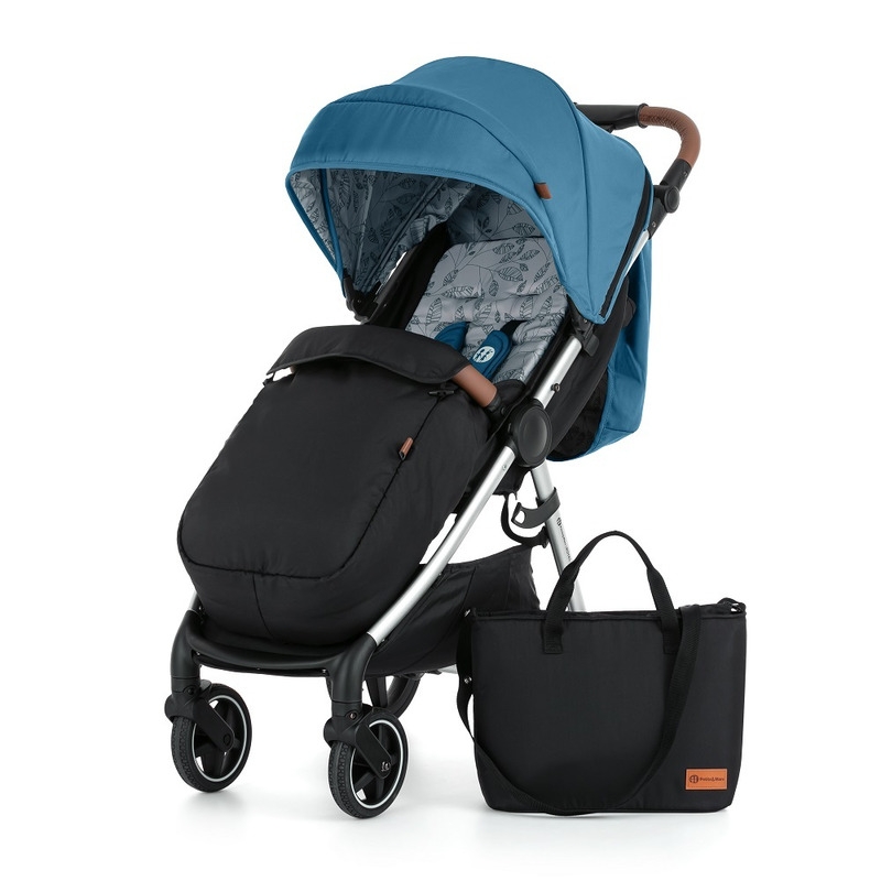 Petite&Mars - Carucior sport, Royal, Include husa pentru scaun, husa pentru picioare, geanta pentru scutece si capotina extensibila, Cu fereastra, Impermeabila, Cu SPF 50, Aluminiu, 0-22 kg, 111 x 57 x 86 cm, Ocean Blue