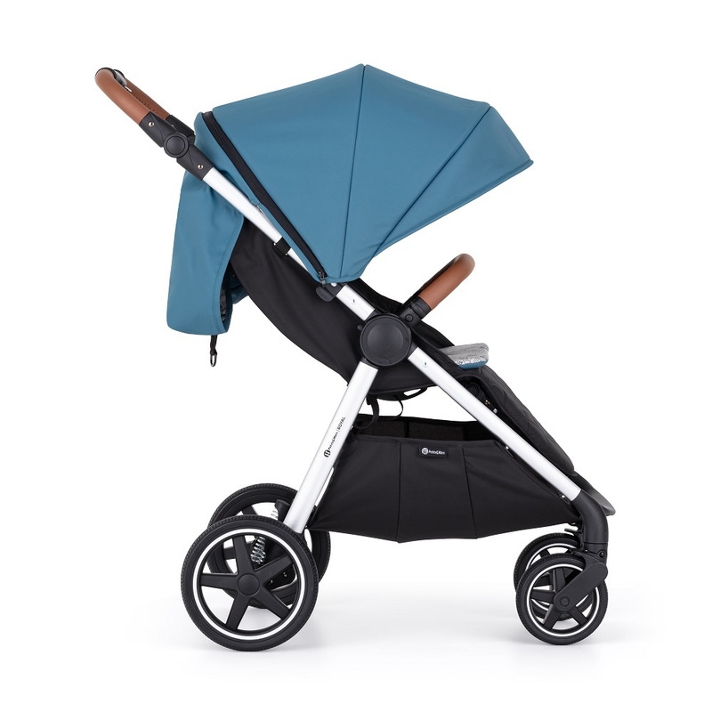 Petite&Mars - Carucior sport, Royal, Include husa pentru scaun, husa pentru picioare, geanta pentru scutece si capotina extensibila, Cu fereastra, Impermeabila, Cu SPF 50, Aluminiu, 0-22 kg, 111 x 57 x 86 cm, Ocean Blue