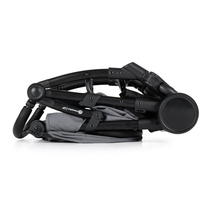Petite&Mars - Carucior sport Up, Editie limitata, Capotina reflectorizanta, Ultracompact si usor, 6 luni+, 5.8 kg, Bara detasabila, Sustine pana la 22 kg, Gri Inchis
