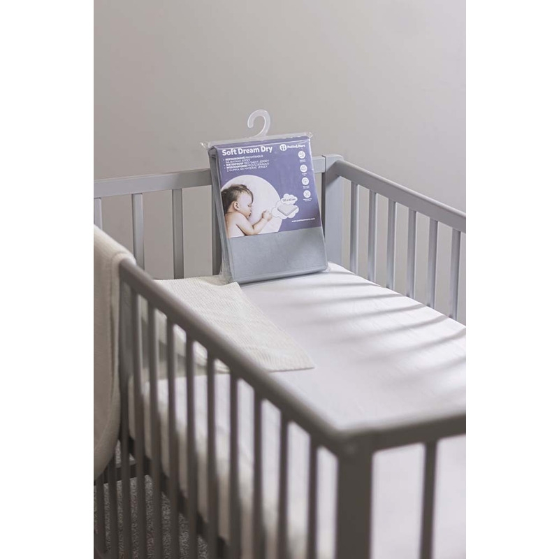 Petite&Mars - Cearceaf cu eleastic, Soft Dream, Din Jersey, Lavabil la masina pana la 40 de garde, 120x60 cm, Alb