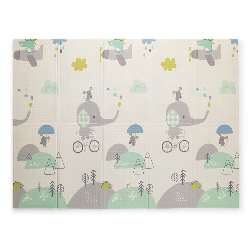 Petite&Mars - Covoras de joaca reversibil, Include geanta pentru transport, Pliabil si impermeabil, Non-toxic, 197 x 147 x 1 cm, Oras, 0 luni+, Multicolor