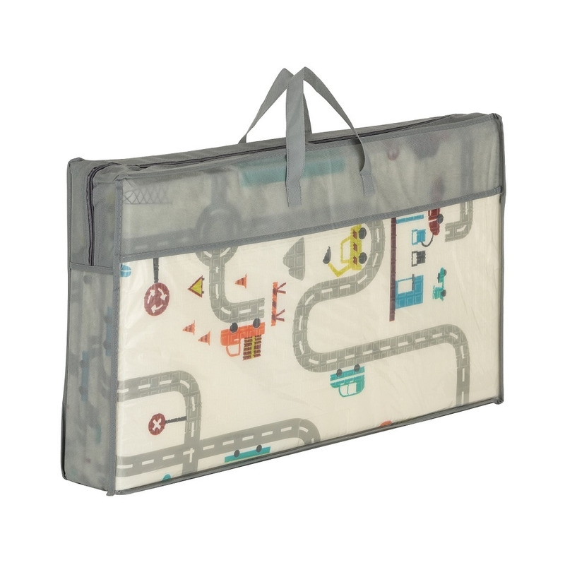 Petite&Mars - Covoras de joaca reversibil, Include geanta pentru transport, Pliabil si impermeabil, Non-toxic, 197 x 147 x 1 cm, Oras, 0 luni+, Multicolor