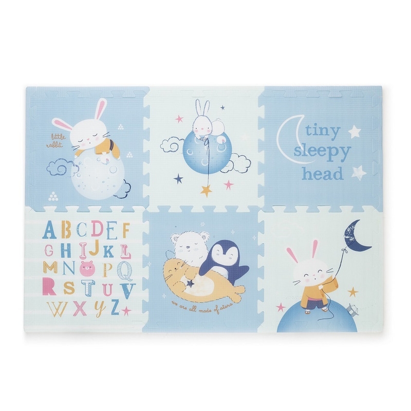 Petite&Mars - Covoras puzzle din spuma, Format din 6 piese reversibile, 116x174x1.5 cm, Multicolor