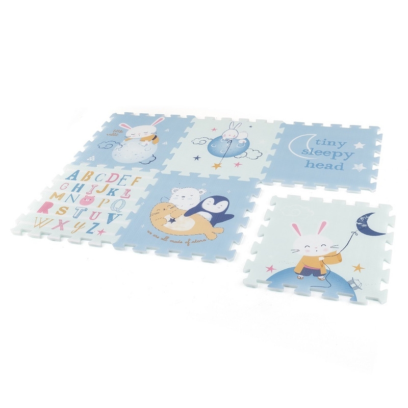 Petite&Mars - Covoras puzzle din spuma, Format din 6 piese reversibile, 116x174x1.5 cm, Multicolor