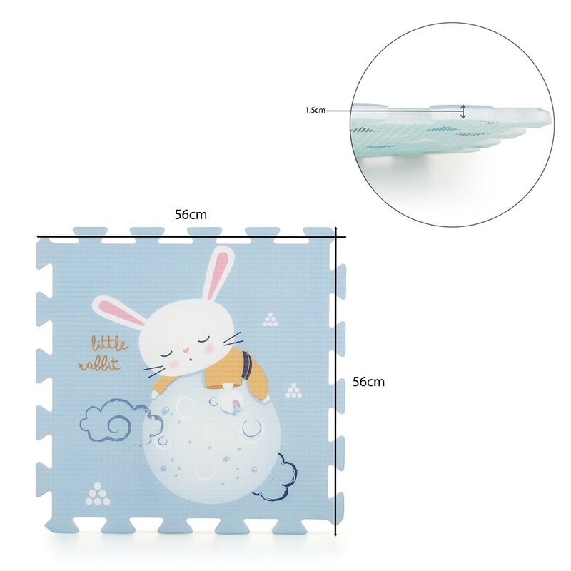 Petite&Mars - Covoras puzzle din spuma, Format din 6 piese reversibile, 116x174x1.5 cm, Multicolor