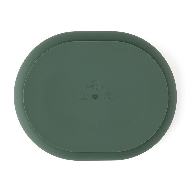 Petite&Mars - Farfurie compartimentata Take&Match, Ovala, Cu ventuza si 3 compartimente, Silicon, Fara BPA, 630 ml, 6 luni+, Verde