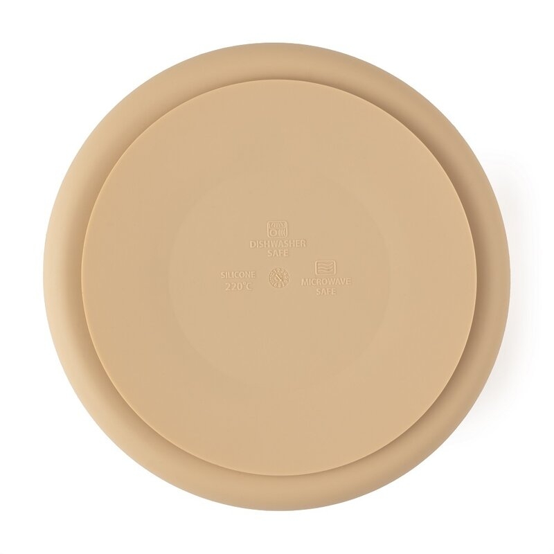 Petite&Mars - Farfurie compartimentata Take&Match, Rotunda, Cu ventuza si 3 compartimente, Silicon, Fara BPA, 500 ml, 6 luni+, Bej