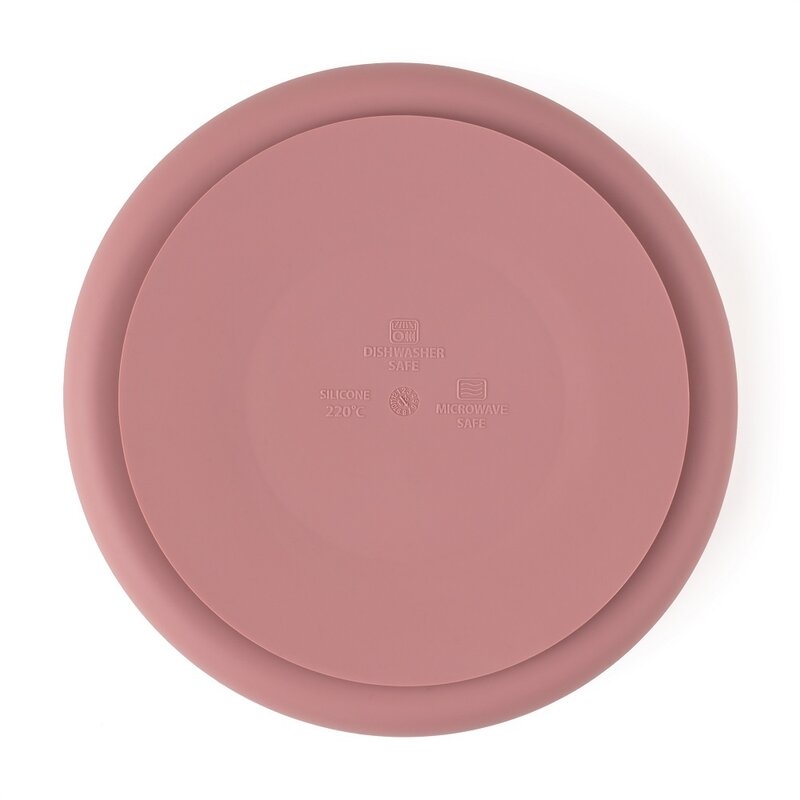 Petite&Mars - Farfurie compartimentata Take&Match, Rotunda, Cu ventuza si 3 compartimente, Silicon, Fara BPA, 500 ml, 6 luni+, Roz