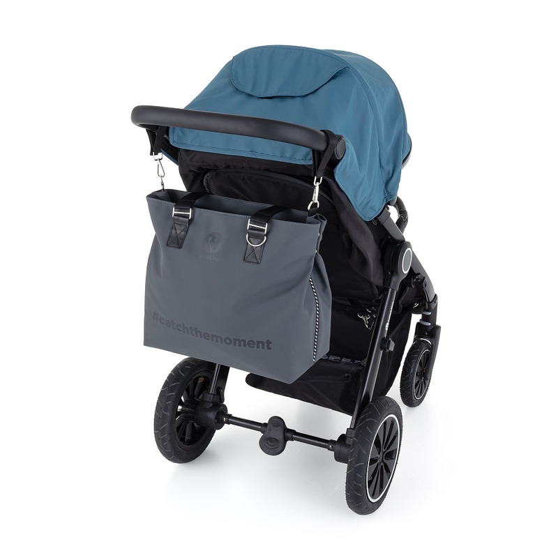 Petite&Mars - Geanta pentru mamici, Cu 6 buzunare, inclusiv termo si impermeabil, Cu saltea de infasat inclusa, 53 x 36 x 19 cm, Zoe, Gri