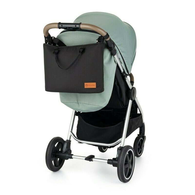 Petite&Mars - Geanta pentru mamici, Impermeabila, Cu 4 compartimente, 45 x 30 x 12 cm, Negru