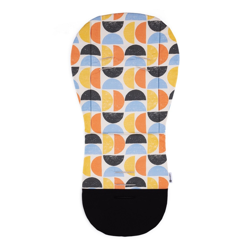 Petite&Mars - Insertie carucior, Editie limitata, Din spuma cu memorie, Densa, Pentru confort sporit, Universala, Cu decupaje pentru centura de siguranta in 3 sau 5 puncte, 86x42 cm, 0 luni+, Retro, Multicolor