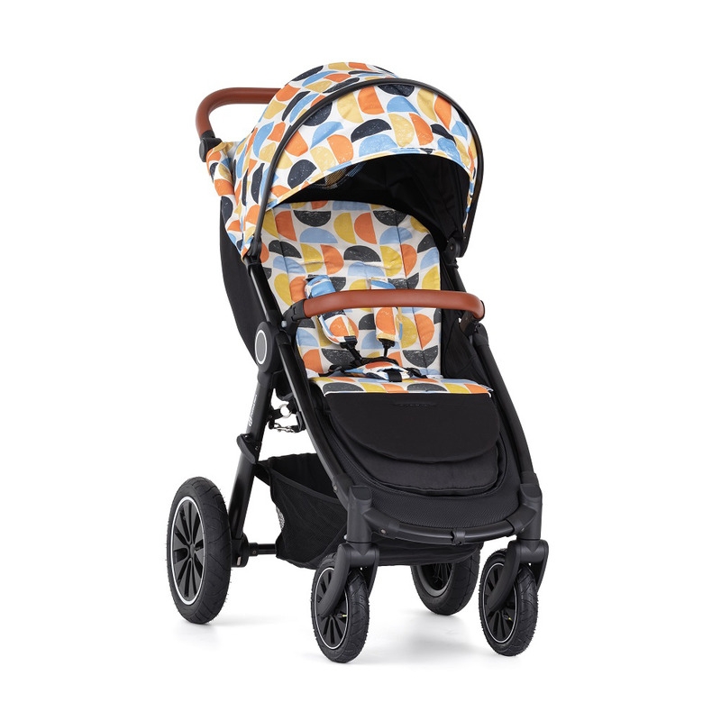 Petite&Mars - Insertie carucior, Editie limitata, Din spuma cu memorie, Densa, Pentru confort sporit, Universala, Cu decupaje pentru centura de siguranta in 3 sau 5 puncte, 86x42 cm, 0 luni+, Retro, Multicolor