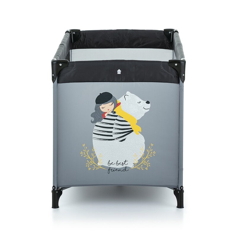 Petite&Mars - Patut pliant Nyja Teddy Scarf, Grey/Yellow