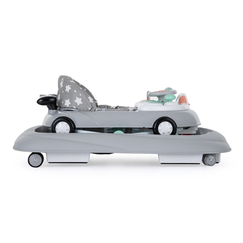 Petite&Mars - Premergator muzical cu panou interactiv si lumini Cabrio, Inaltime reglabila pe 3 pozitii, 6 luni+, Gri