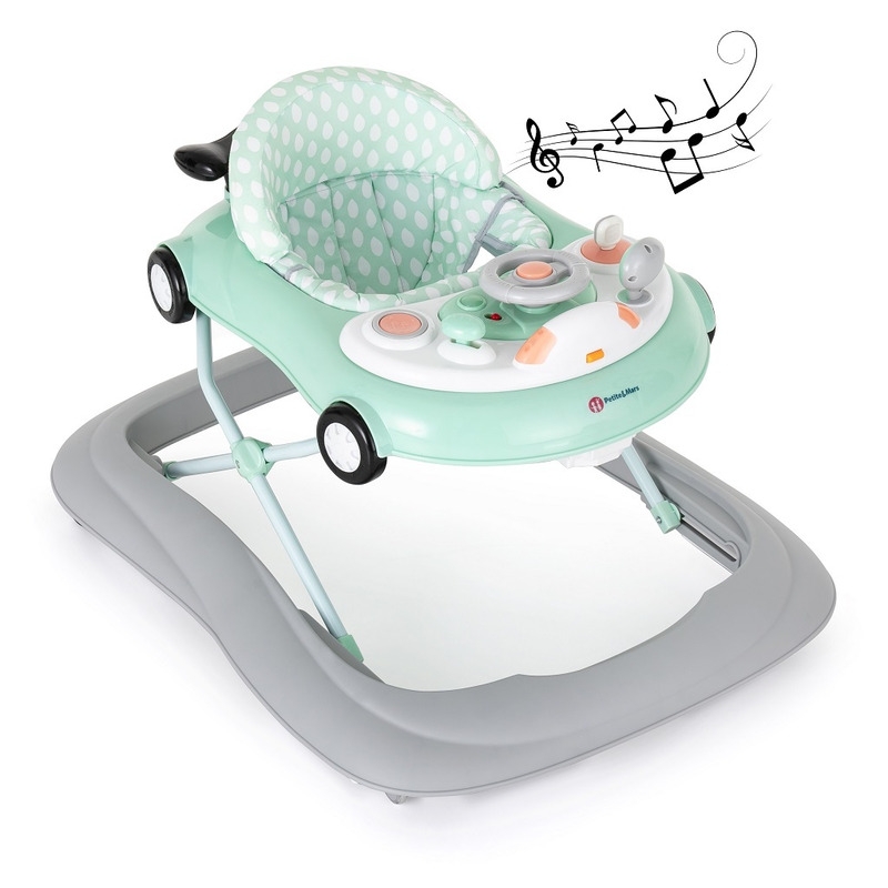 Petite&Mars - Premergator muzical cu panou interactiv si lumini Cabrio, Inaltime reglabila pe 3 pozitii, 6 luni+, Verde