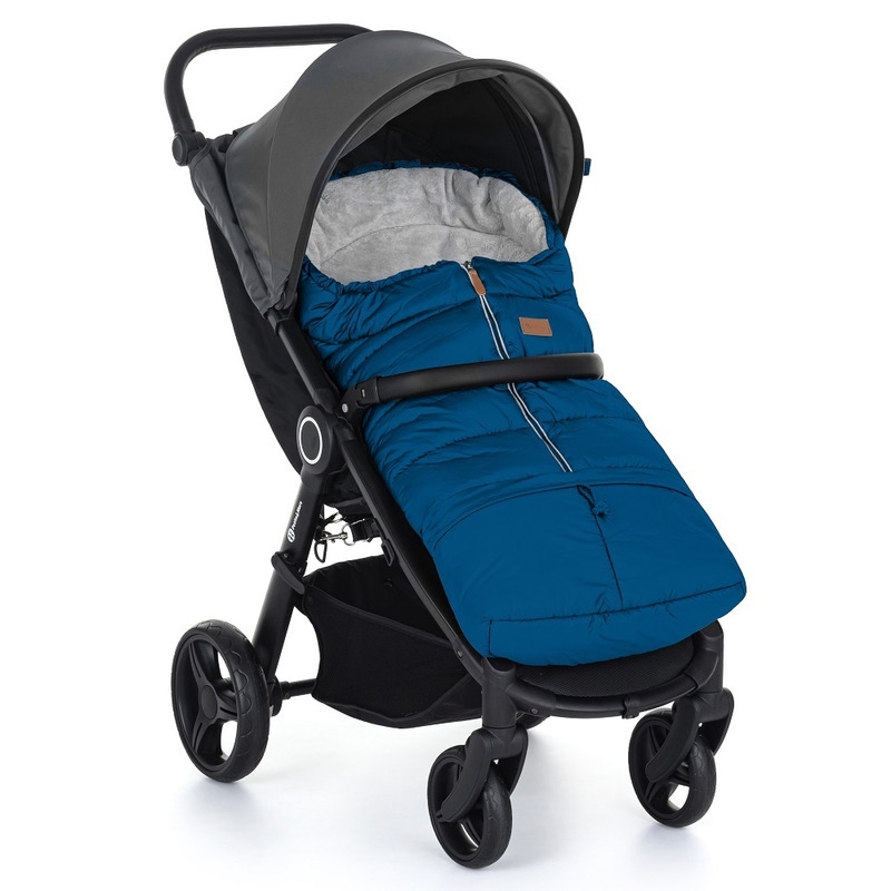 Petite&Mars - Sac de iarna pentru carucior, landou sau scaun auto Jibot, 100x48 cm, Impermeabil, Cu elemente reflectorizante, Extensibil, 3 in 1, Albastru