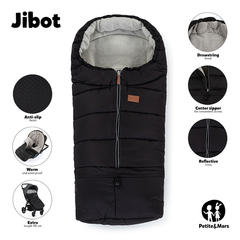 Petite&Mars - Sac de iarna pentru carucior, landou sau scaun auto Jibot, 100x48 cm, Impermeabil, Cu elemente reflectorizante, Extensibil, 3 in 1, Albastru