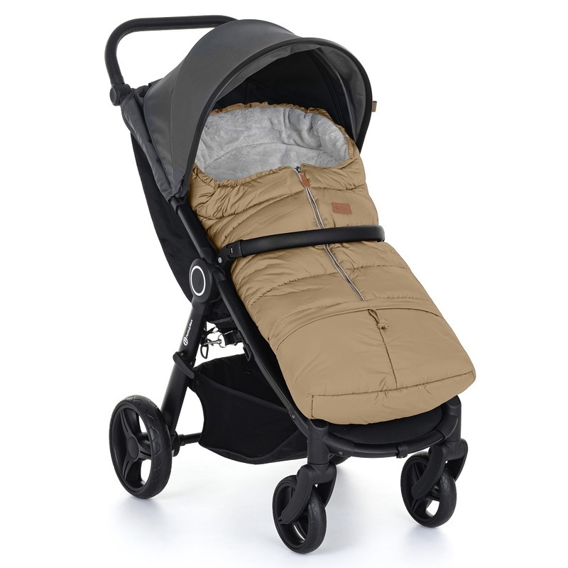 Petite&Mars - Sac de iarna pentru carucior, landou sau scaun auto Jibot, 100x48 cm, Impermeabil, Cu elemente reflectorizante, Extensibil, 3 in 1, Bej